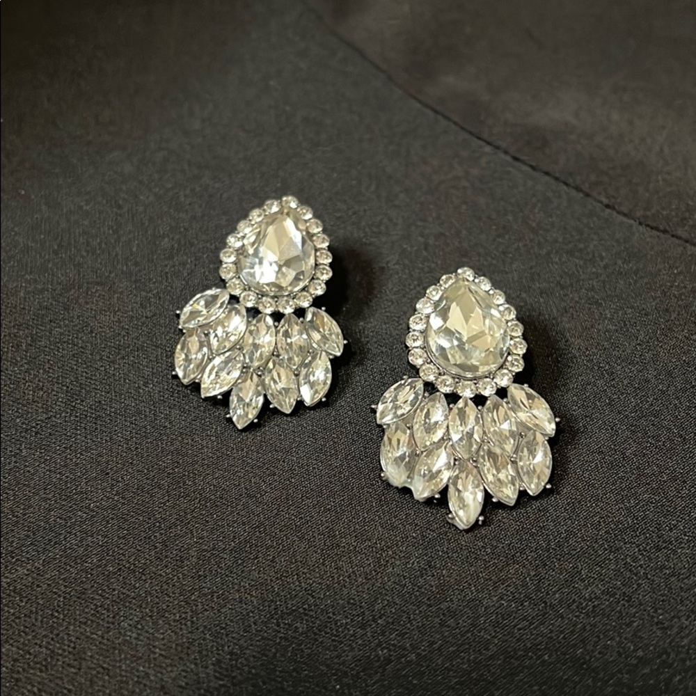 Large Teardrop clear stone earrings